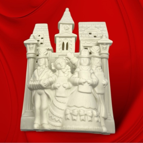 PartyLite Village Carolers Tealight Candle Holder Bisque Porcelain PO204 - Picture 9 of 13